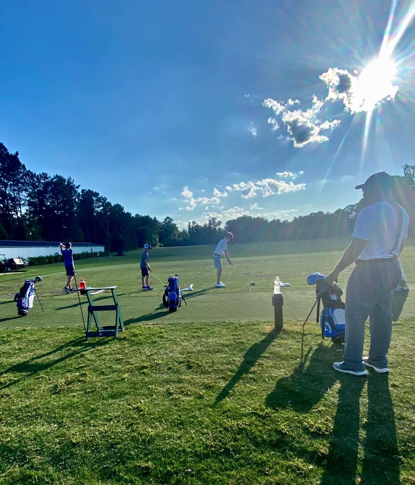 Practice session on golf course
